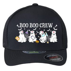 Funny Halloween Cute Boo Boo Crew Nurse Ghost Gift Flexfit Unipanel Trucker Cap