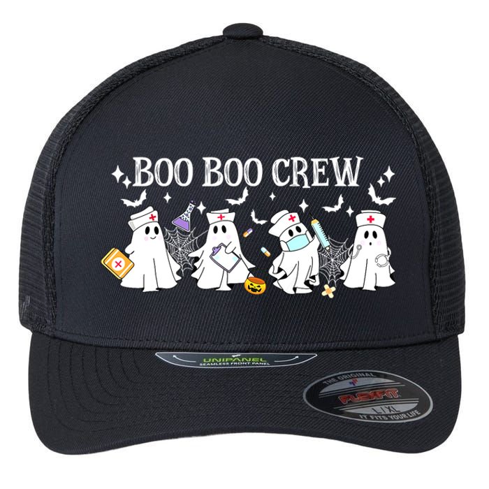 Funny Halloween Cute Boo Boo Crew Nurse Ghost Gift Flexfit Unipanel Trucker Cap