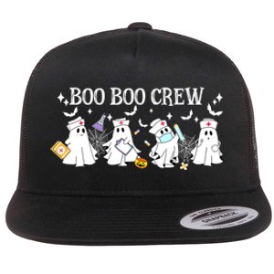 Funny Halloween Cute Boo Boo Crew Nurse Ghost Gift Flat Bill Trucker Hat