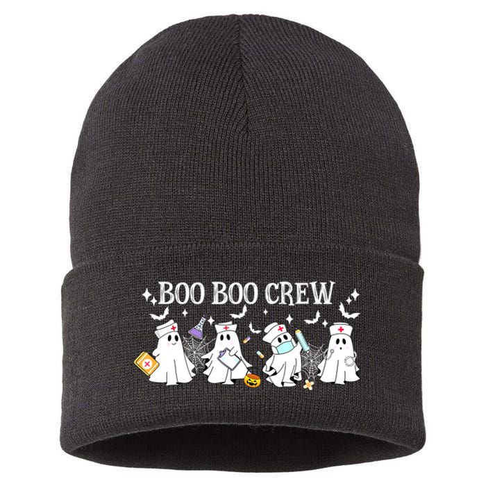 Funny Halloween Cute Boo Boo Crew Nurse Ghost Gift Sustainable Knit Beanie