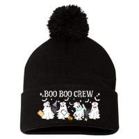 Funny Halloween Cute Boo Boo Crew Nurse Ghost Gift Pom Pom 12in Knit Beanie