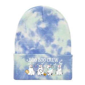 Funny Halloween Cute Boo Boo Crew Nurse Ghost Gift Tie Dye 12in Knit Beanie