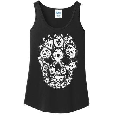 Funny Halloween Costume Skull Siberian Husky Dog Lover Ladies Essential Tank