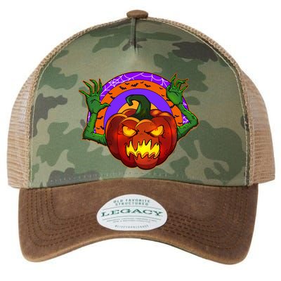 Funny Halloween Creepy Jackolantern Pumpkin Legacy Tie Dye Trucker Hat