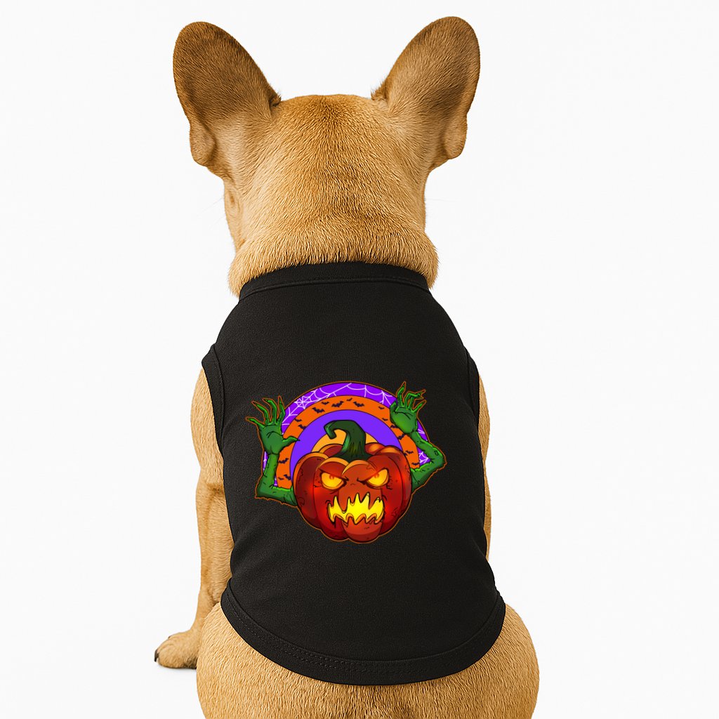 Funny Halloween Creepy Jackolantern Pumpkin Doggie Tank