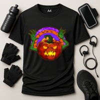 Funny Halloween Creepy Jackolantern Pumpkin Cooling Performance Crew T-Shirt