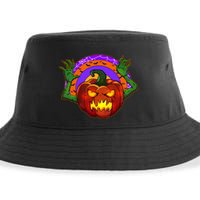 Funny Halloween Creepy Jackolantern Pumpkin Sustainable Bucket Hat