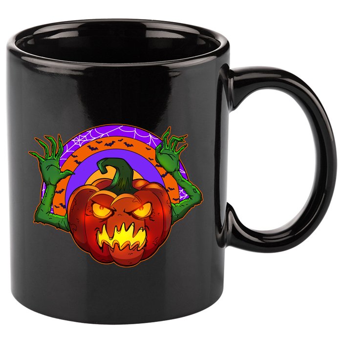 Funny Halloween Creepy Jackolantern Pumpkin 11oz C Handle Ceramic Mug