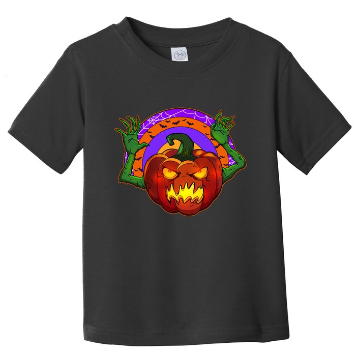 Funny Halloween Creepy Jackolantern Pumpkin Toddler T-Shirt