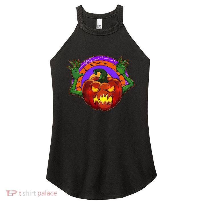 Funny Halloween Creepy Jackolantern Pumpkin Women's Perfect Tri Rocker Tank