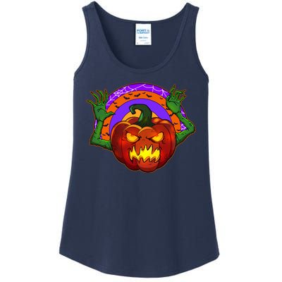 Funny Halloween Creepy Jackolantern Pumpkin Ladies Essential Tank