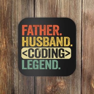 Father Husband Coding Legend Funny Software Programmer Dad Coaster