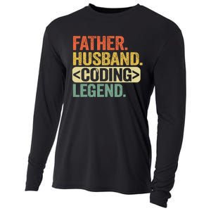 Father Husband Coding Legend Funny Software Programmer Dad Cooling Performance Long Sleeve Crew