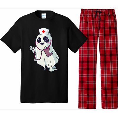 Funny Halloween Costume Cute Pocket Ghost Nurse Scrub Gift Pajama Set