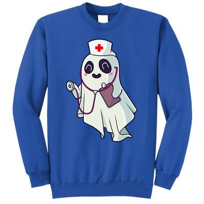 Funny Halloween Costume Cute Pocket Ghost Nurse Scrub Gift Sweatshirt