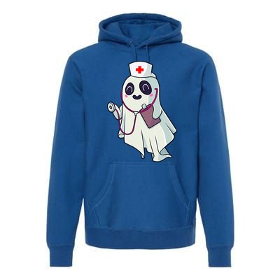 Funny Halloween Costume Cute Pocket Ghost Nurse Scrub Gift Premium Hoodie