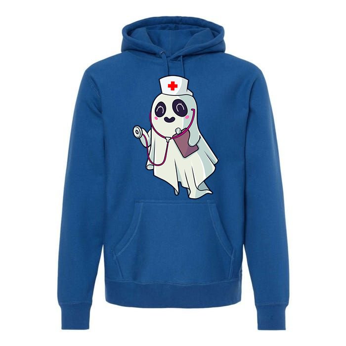 Funny Halloween Costume Cute Pocket Ghost Nurse Scrub Gift Premium Hoodie