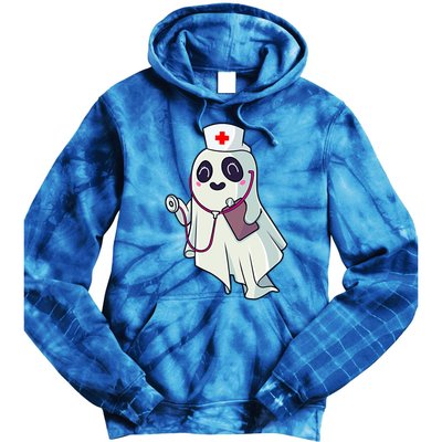 Funny Halloween Costume Cute Pocket Ghost Nurse Scrub Gift Tie Dye Hoodie