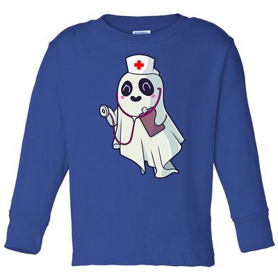 Funny Halloween Costume Cute Pocket Ghost Nurse Scrub Gift Toddler Long Sleeve Shirt