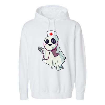 Funny Halloween Costume Cute Pocket Ghost Nurse Scrub Gift Garment-Dyed Fleece Hoodie