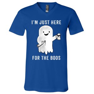 Funny Halloween Cute Gift Party Beer Just Here For The Boos Great Gift V-Neck T-Shirt