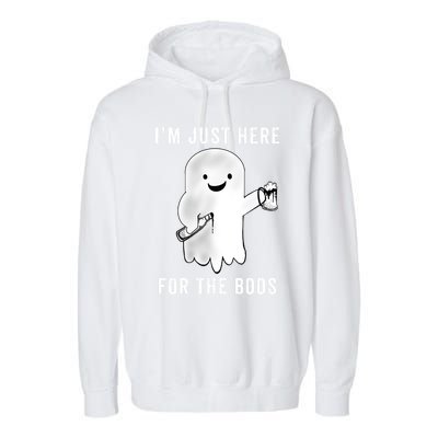 Funny Halloween Cute Gift Party Beer Just Here For The Boos Great Gift Garment-Dyed Fleece Hoodie