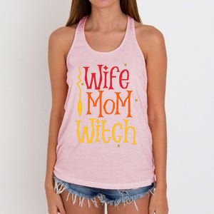 Funny Halloween Costume Party Gift For Wife Mom Witch Lover Gift Women's Knotted Racerback Tank