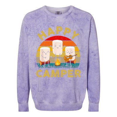 Funny Happy Cute Marshmallow Camper Bonfire Kids Women Men Colorblast Crewneck Sweatshirt