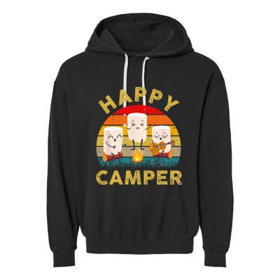 Funny Happy Cute Marshmallow Camper Bonfire Kids Women Men Garment-Dyed Fleece Hoodie