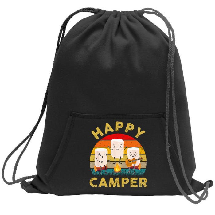 Funny Happy Cute Marshmallow Camper Bonfire Kids Women Men Sweatshirt Cinch Pack Bag