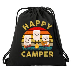 Funny Happy Cute Marshmallow Camper Bonfire Kids Women Men Drawstring Bag