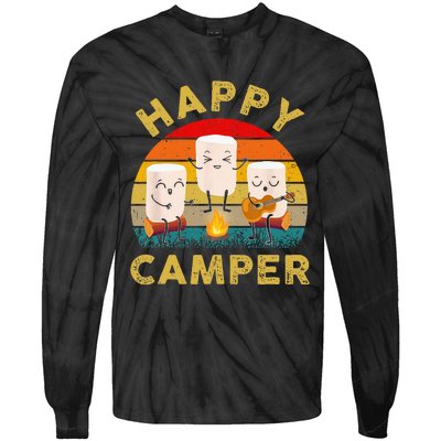 Funny Happy Cute Marshmallow Camper Bonfire Kids Women Men Tie-Dye Long Sleeve Shirt