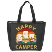 Funny Happy Cute Marshmallow Camper Bonfire Kids Women Men Zip Tote Bag