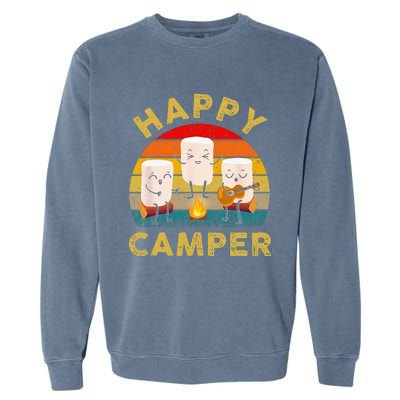 Funny Happy Cute Marshmallow Camper Bonfire Kids Women Men Garment-Dyed Sweatshirt