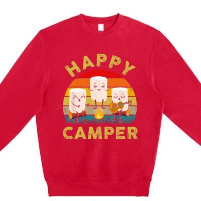 Funny Happy Cute Marshmallow Camper Bonfire Kids Women Men Premium Crewneck Sweatshirt