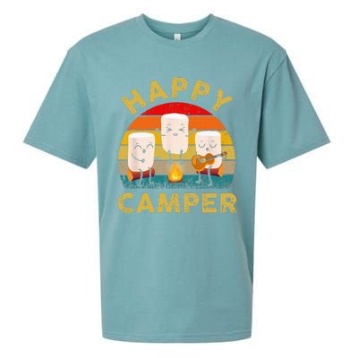 Funny Happy Cute Marshmallow Camper Bonfire Kids Women Men Sueded Cloud Jersey T-Shirt