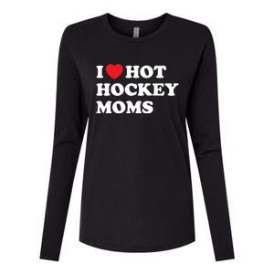 Funny Hockey Cool Gift I Love Hot Hockey Moms Funny Gift Womens Cotton Relaxed Long Sleeve T-Shirt