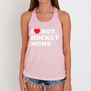 Funny Hockey Cool Gift I Love Hot Hockey Moms Funny Gift Women's Knotted Racerback Tank