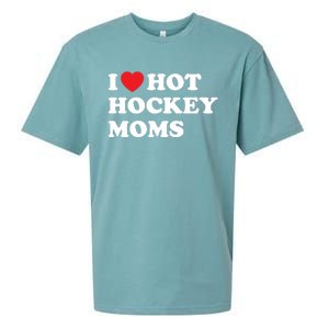 Funny Hockey Cool Gift I Love Hot Hockey Moms Funny Gift Sueded Cloud Jersey T-Shirt