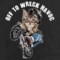 Funny Hiphop Cat Off To Wreck Havoc 7 Panel Mesh Trucker Snapback Hat