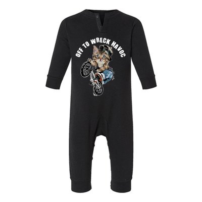 Funny Hiphop Cat Off To Wreck Havoc Infant Fleece One Piece