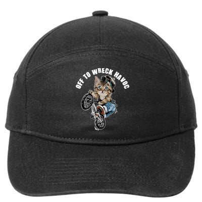 Funny Hiphop Cat Off To Wreck Havoc 7-Panel Snapback Hat