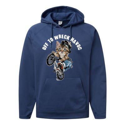 Funny Hiphop Cat Off To Wreck Havoc Performance Fleece Hoodie