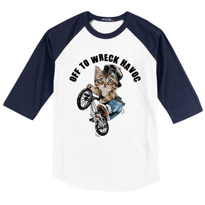 Funny Hiphop Cat Off To Wreck Havoc Baseball Sleeve Shirt