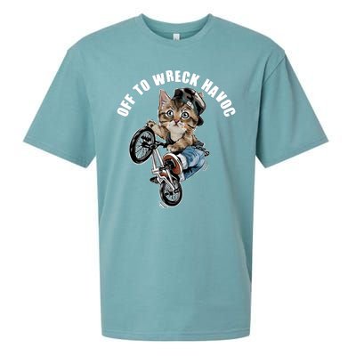 Funny Hiphop Cat Off To Wreck Havoc Sueded Cloud Jersey T-Shirt