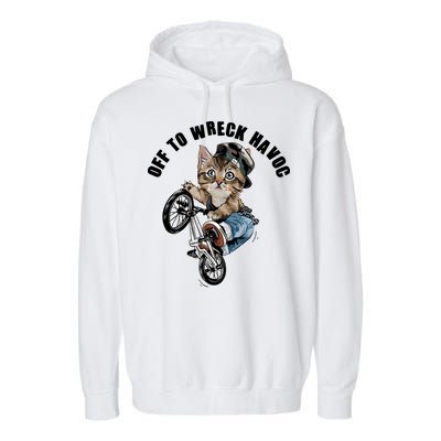 Funny Hiphop Cat Off To Wreck Havoc Garment-Dyed Fleece Hoodie