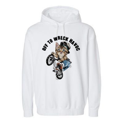 Funny Hiphop Cat Off To Wreck Havoc Garment-Dyed Fleece Hoodie