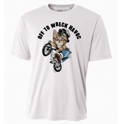 Funny Hiphop Cat Off To Wreck Havoc Cooling Performance Crew T-Shirt