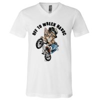 Funny Hiphop Cat Off To Wreck Havoc V-Neck T-Shirt