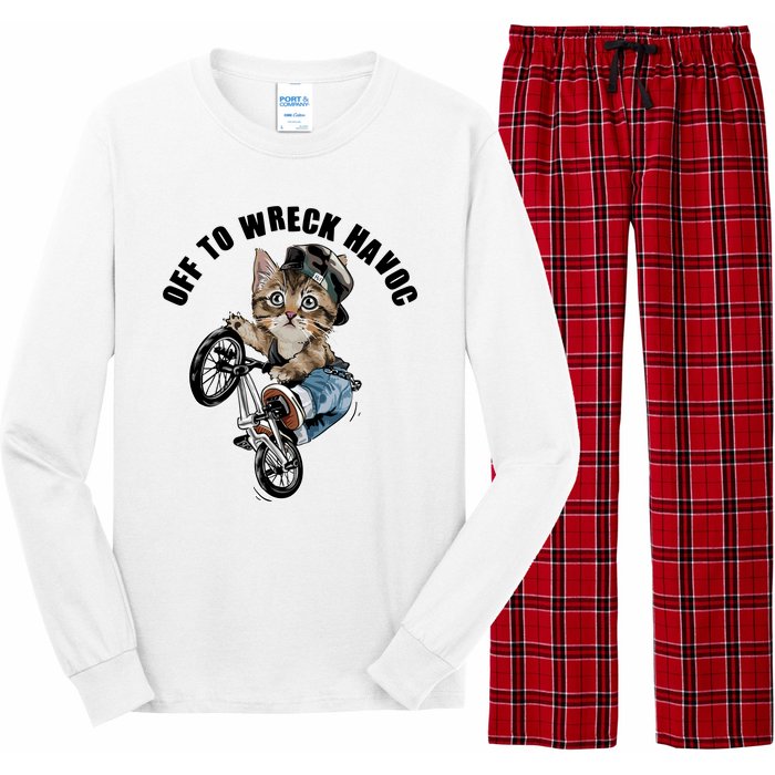 Funny Hiphop Cat Off To Wreck Havoc Long Sleeve Pajama Set